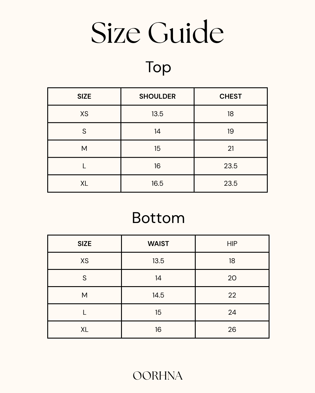 Size chart